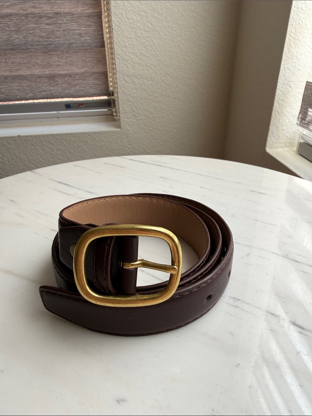 Women's Dark Brown Belt with Gold Buckle